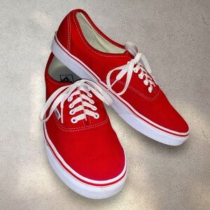 Authentic Unisex Red Vans Low Canvas Skater Lace up Shoes Men’s Size 11.5